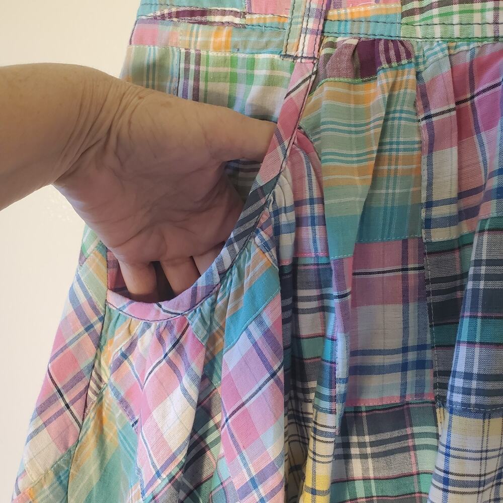 Y2k Patchwork Mini Skirt Pockets Shell Button Fro… - image 4